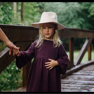 Girls' Long Sleeve Mauve Plum Cotton Dress
